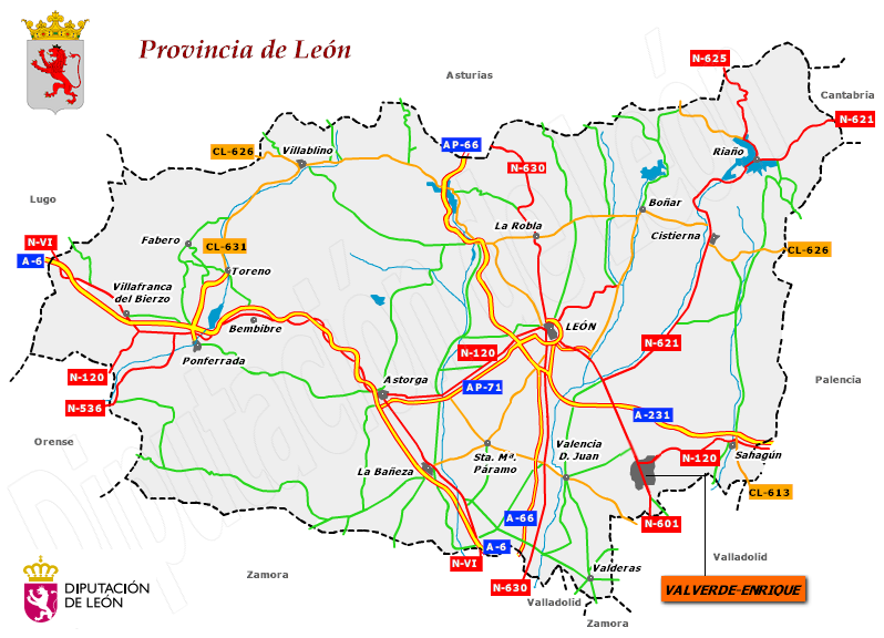 Mapa de la provincia de León